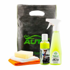 Kit Shampoo Automotivo Completo - EkoAuto Ekobrazil 120ml - Pulverizador + Flanela + Pano Branco + Esponja