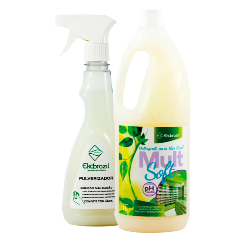 Detergente PH Neutro 1l - Mult Soft+ Pulverizador 500ml