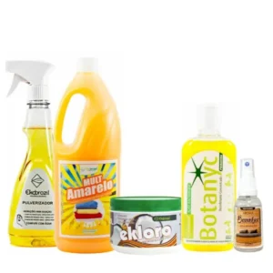 Super kit limpeza completo concentrado Ekobrazil com Mult Amarelo, Botanyc, Ekloro e Pulverizador
